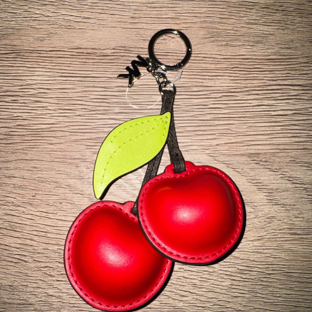 Cherry Keychain with Leaf Accent